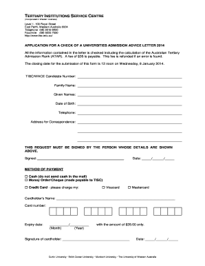 Application for Check of Universities Admission Advice Letter
