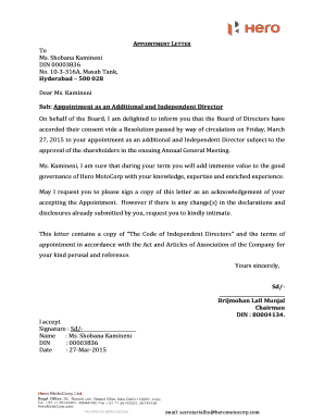 APPOINTMENT LETTER To Ms Shobana Kamineni No 10-3-316A