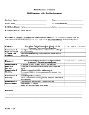 Field Placement Evaluation Form