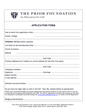 UK School Teacher Application Form