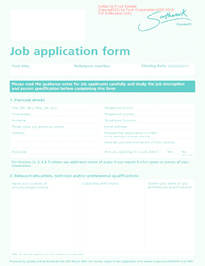Job Application Form