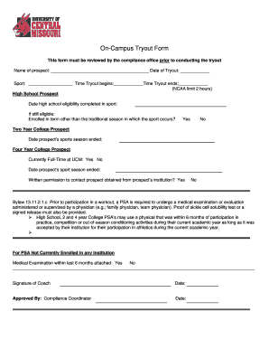 On-Campus Tryout Form