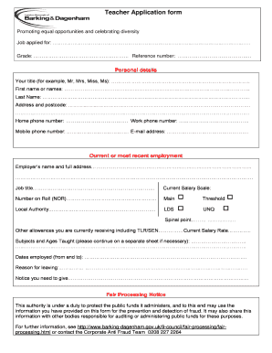 Teacher Application Form
