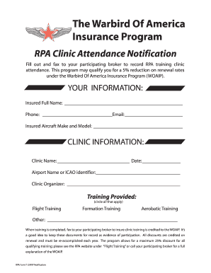 Warbird Of America RPA Clinic Attendance Notification