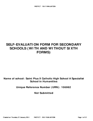 UK Secondary School Self-Evaluation Form