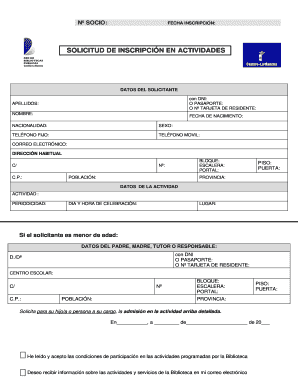 Solicitud de Inscripción en Actividades