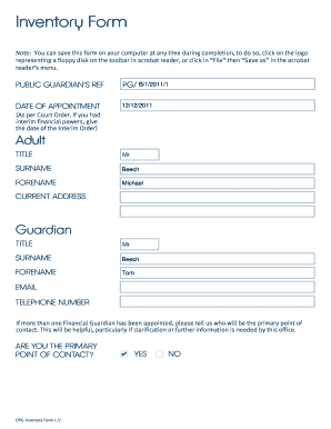 OPG Inventory Form