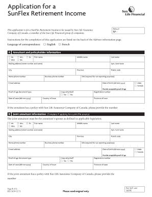 SunFlex Retirement Income Application