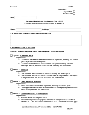 Individual Professional Development Plan Form C