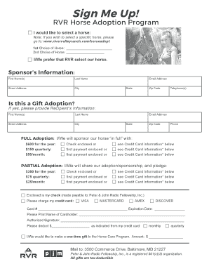 Fillable Online RVR Horse Adoption Program Fax Email Print - pdfFiller