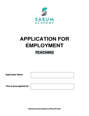 UK Teaching Job Application Form