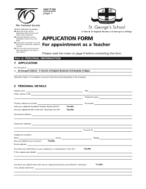 Teacher Application Form