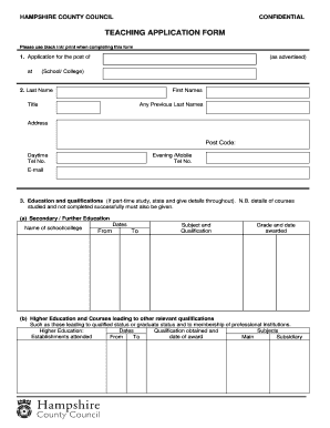 Teaching Application Form