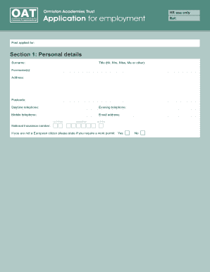 Ormiston Academies Trust Employment Application