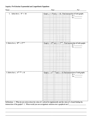 PreCalculus Exponential and Logarithmic Equations Worksheet