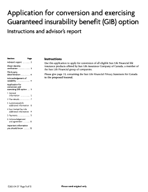 Application for Conversion and Exercising GIB Option