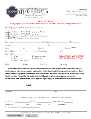 Illinois Fingerprint Authorization Form