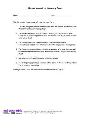 Heroes Around Us Summary Form