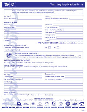 Teaching Application Form