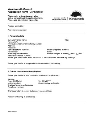 Wandsworth Council Job Application Form