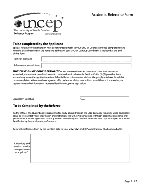 Academic Reference Form