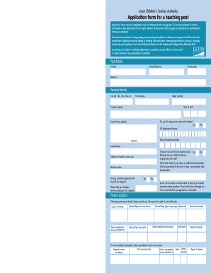 UK Teaching Post Application Form