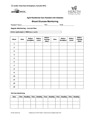 Blood Glucose Monitoring Form