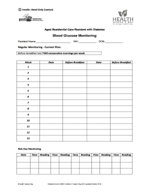 Diabetes Monitoring Form