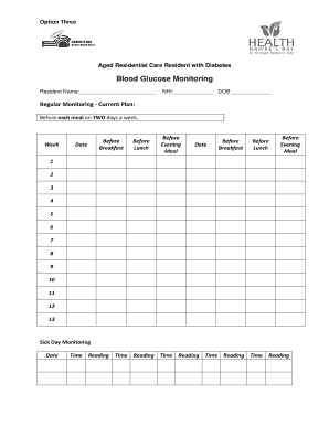 Aged Residential Care Diabetes Monitoring Form