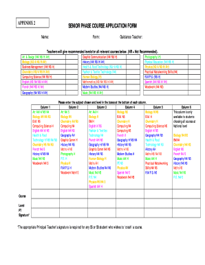 Senior Phase Course Application Form