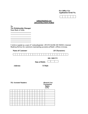 State Bank of India OnlineSBIGlobal Registration Form
