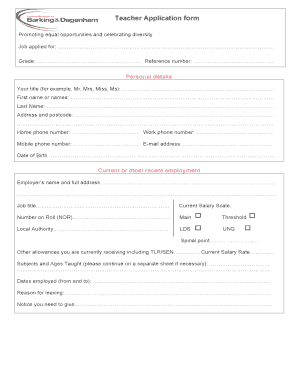 Teacher Application Form