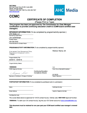 CCMC Certificate of Completion