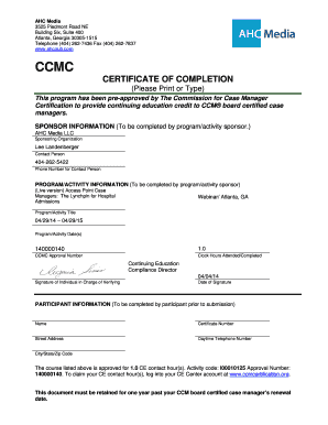 CCMC Certificate of Completion