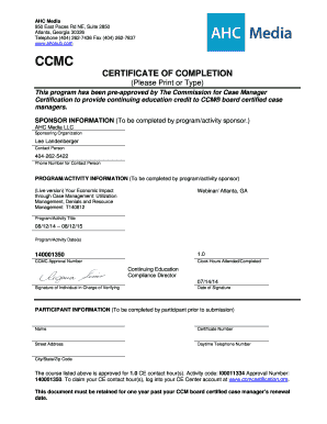 CCMC Certificate of Completion