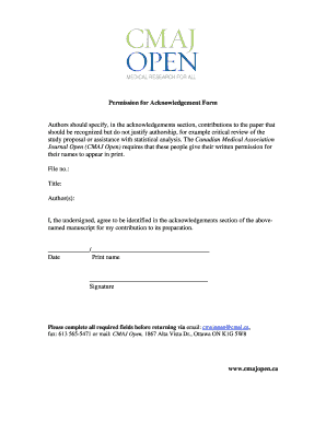 CMAJ Open Acknowledgement Permission Form