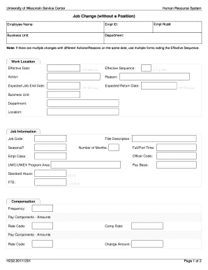University of Wisconsin Job Change Form