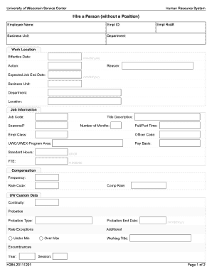 University of Wisconsin Hire a Person Form