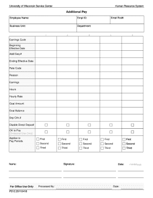University of Wisconsin Additional Pay Form
