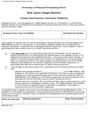 University of Wisconsin Sick Leave Usage Election Form