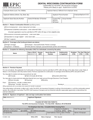 Dental Wisconsin Continuation Form