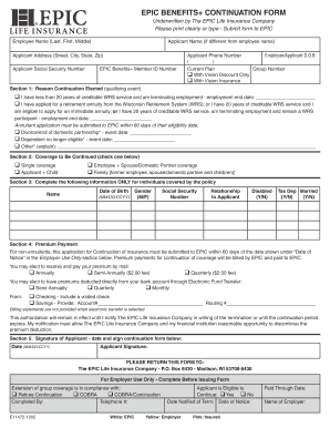 EPIC Benefits+ Continuation Form