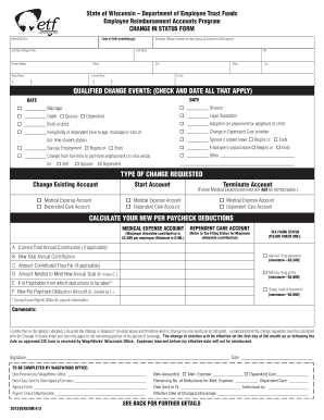 Wisconsin Employee Reimbursement Accounts Change in Status Form