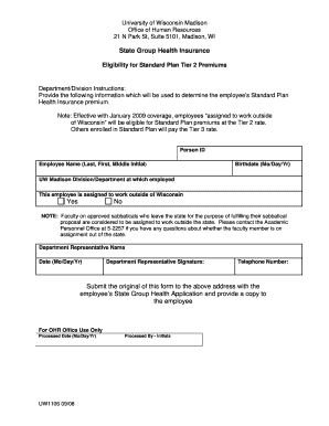 UW Madison Health Insurance Eligibility Form