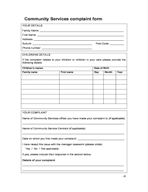 Community Services Complaint Form