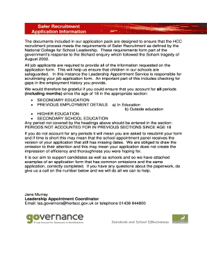 Safer Recruitment Application Form