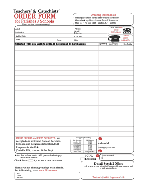 Teachers' & Catechists' Order Form