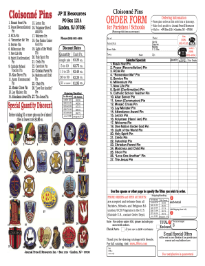 Cloisonné Pins Order Form
