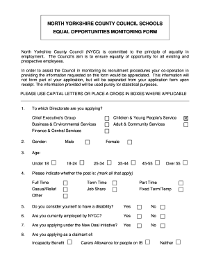 North Yorkshire Equal Opportunities Monitoring Form