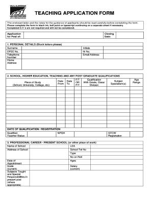 Teaching Application Form